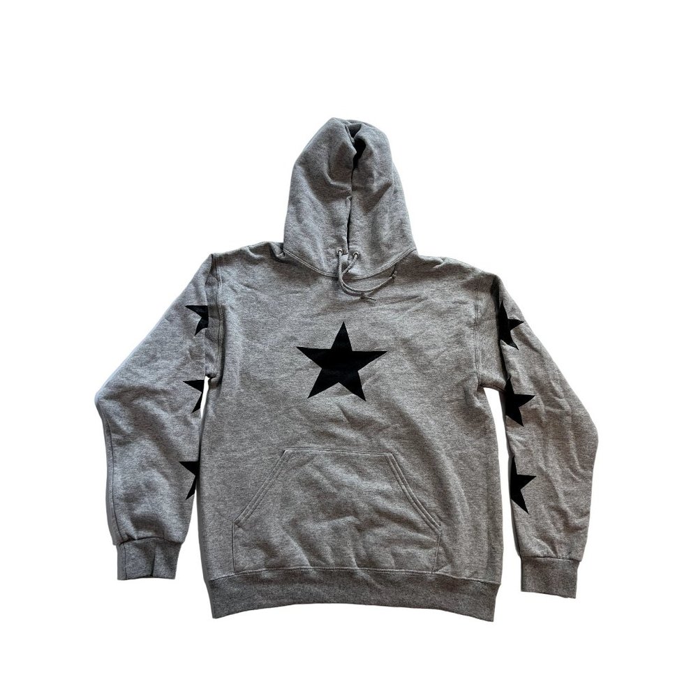 Gray Star-Print Hoodie - Unbranded